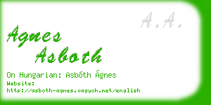 agnes asboth business card